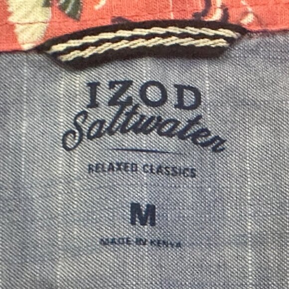 IZOD Saltwater Dockside Chambray Short Sleeve Button Down Shirt Men’s M - Picture 7 of 8